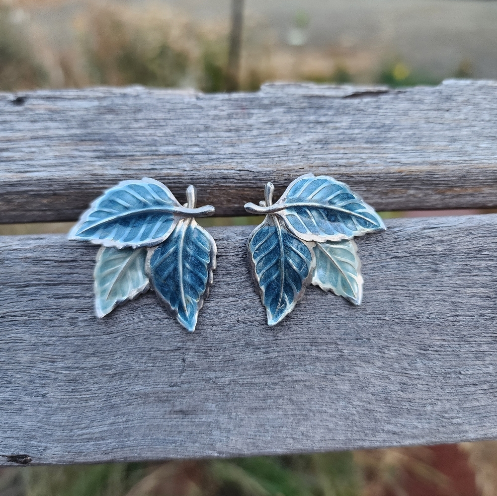 Blue Leaf Earrings